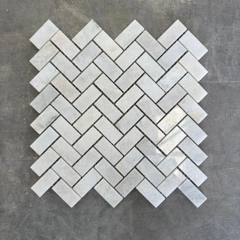 White mini Herringbone Polished 1 m²