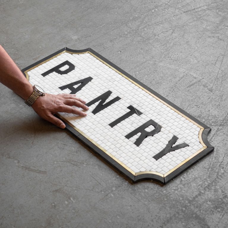 Pantry Typographic Marble Mosaic Lettering