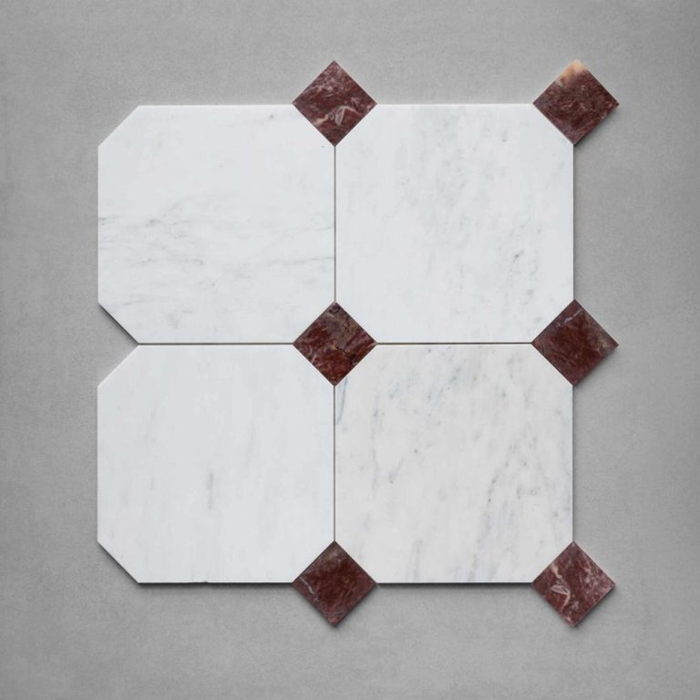 Calacatta White Octagon Marble Tile - Amarone