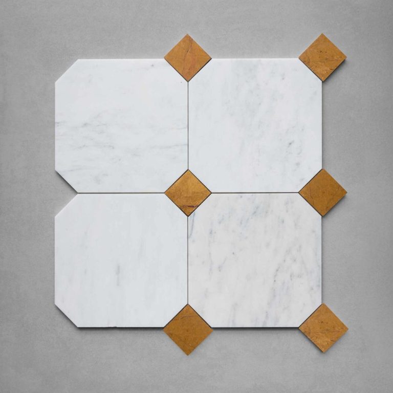 Calacatta White Octagon Marble Tile - Tobacco