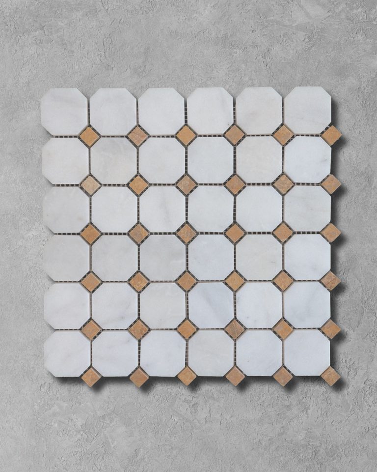 Calacatta & Tobacco Octagon Mosaic