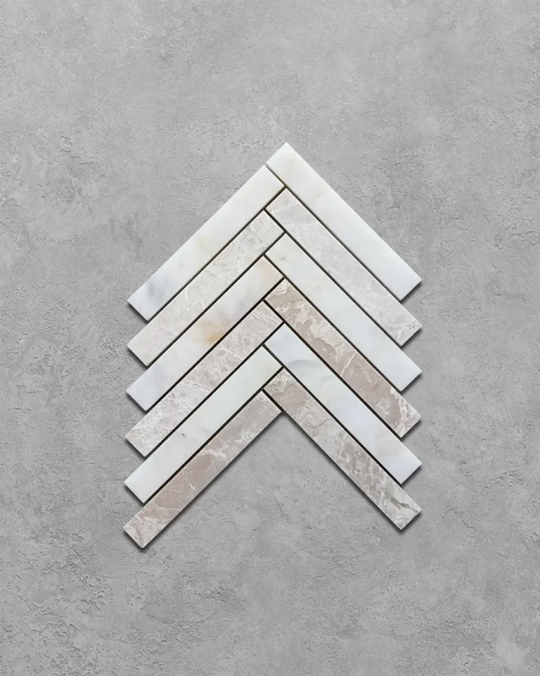 Amber & Belgravia Marble Mixed Long Herringbone Mosaic