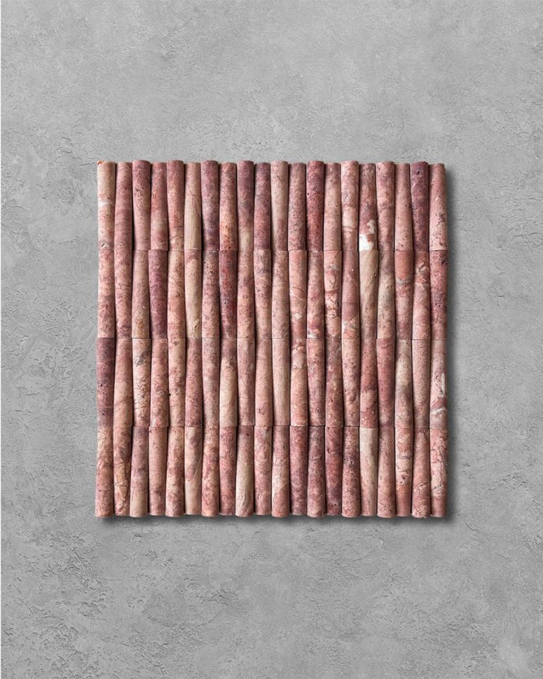 Pink Travertine Marble Bamboo Fluted Mosaic