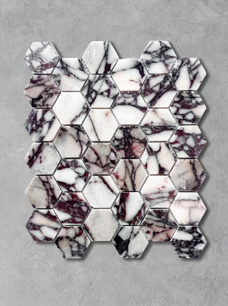 Arabescato Viola Honed Hexagon Mosaic