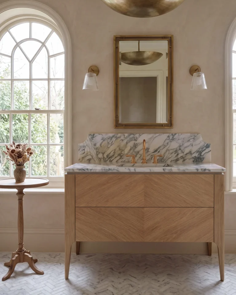 Venice 120cm Oak Vanity Unit with marble top