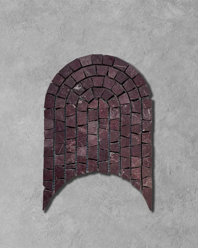 Claret Red Wave Mosaic featuring rich claret red tones and flowing curved pattern