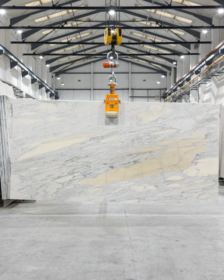 Monet Green honed marble slab with rich green tones and expressive natural movement
